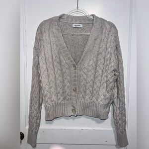 Naadam Chunky Cable Cashmere Blend Cardigan Size M $350